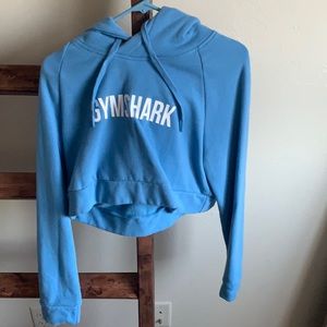 Blue gymshark cropped long sleeve sweatshirt